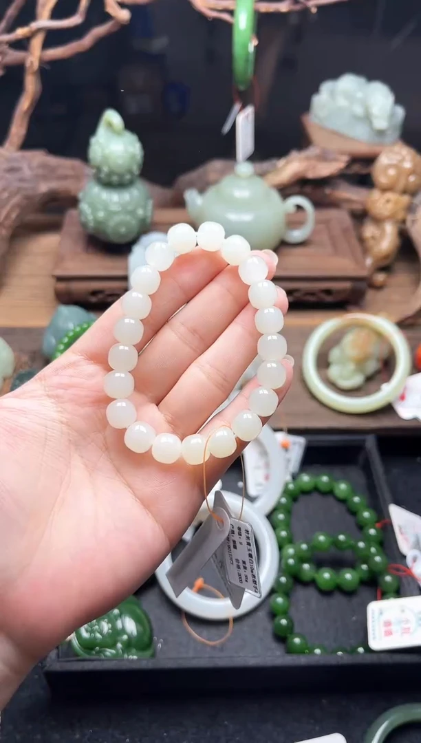 手串未镶嵌和田玉卡10若羌白玉 老型9011373