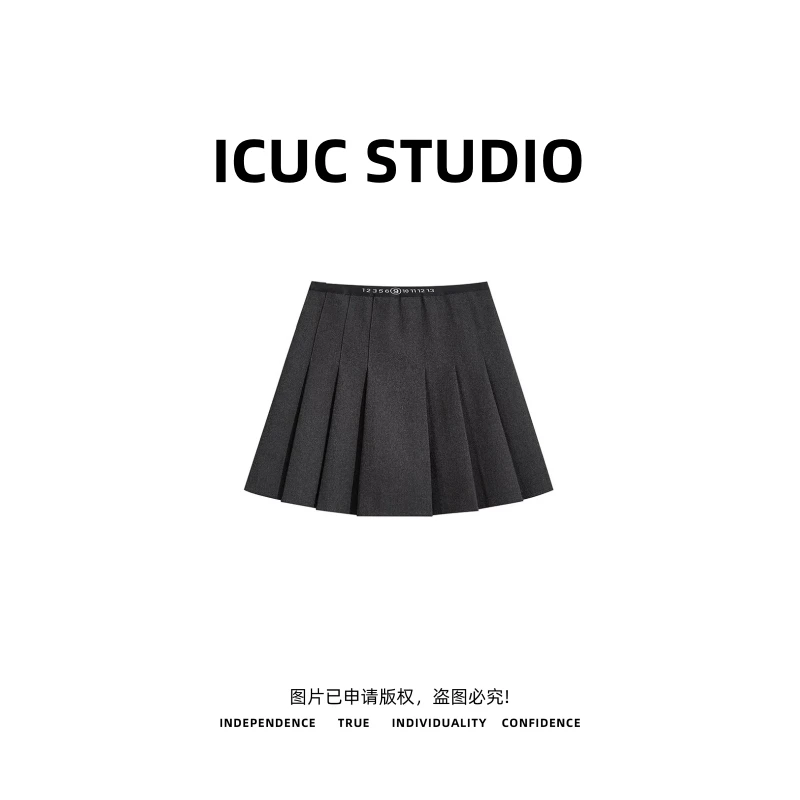 ICUC定制-【学院风百褶半身裙】早春新款气质显瘦百搭短裙9923