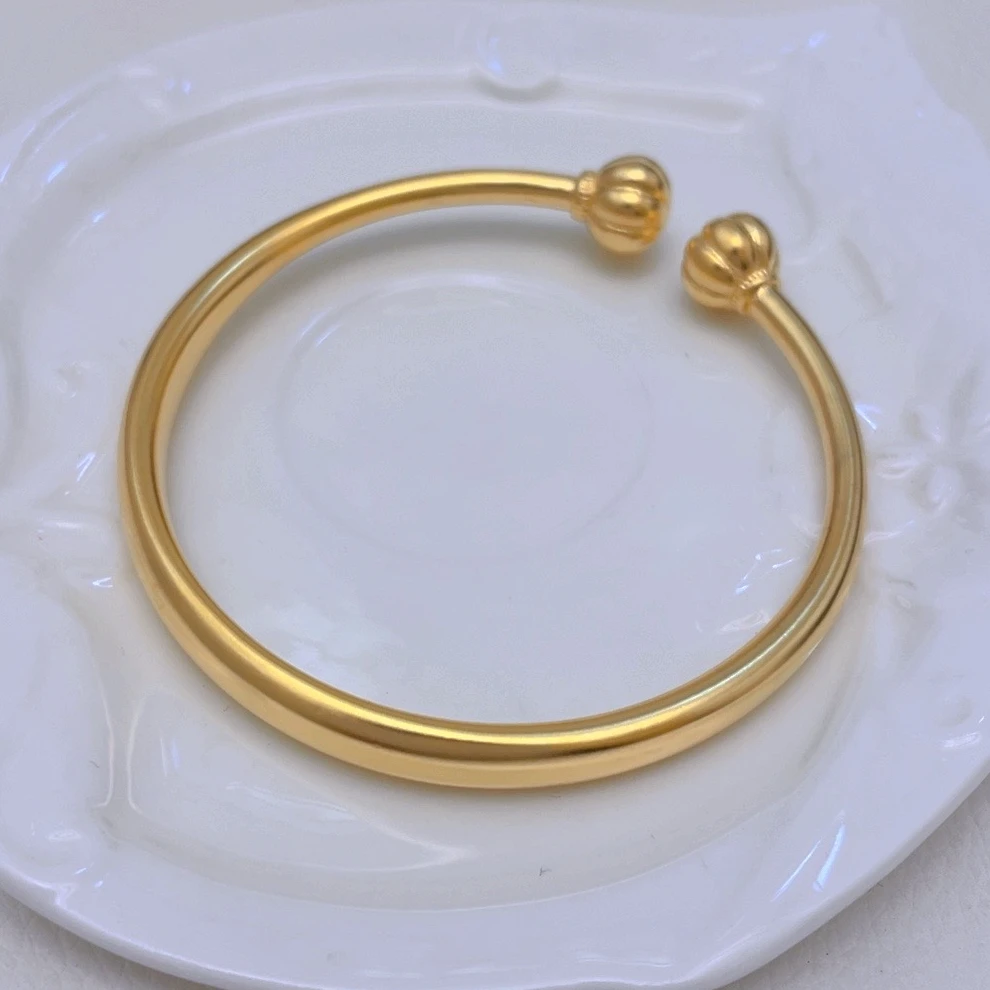 手镯 1603-复古泥鳅背南瓜手镯古法开口镯子百搭简约