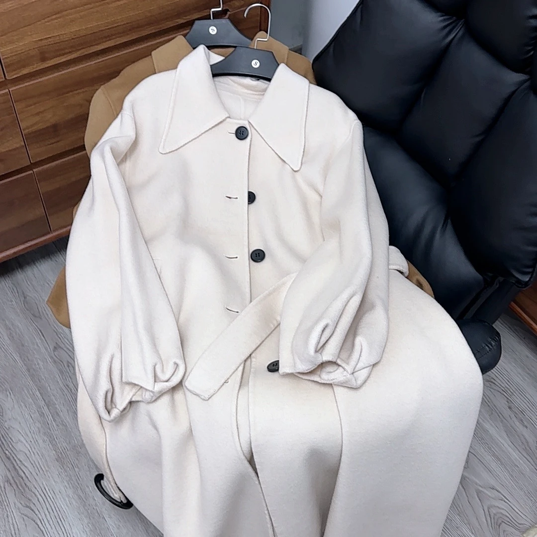 【原歌】2024年秋冬新款 高端灯笼袖中长款大衣YG328