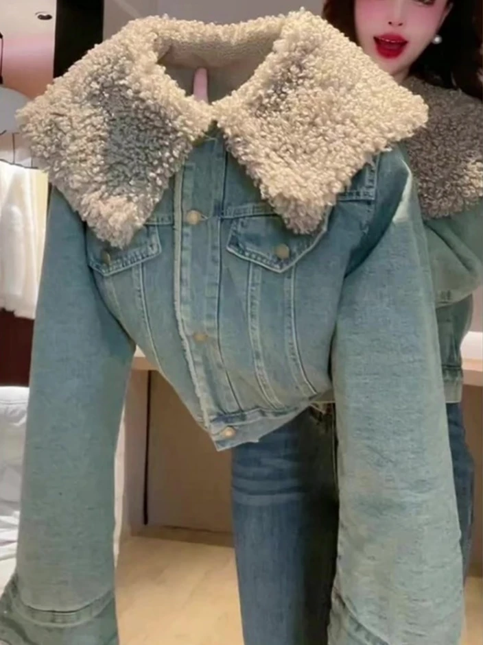 2025年秋季新款时髦潮流个性超好看翻领百搭休闲短款气质牛仔外套