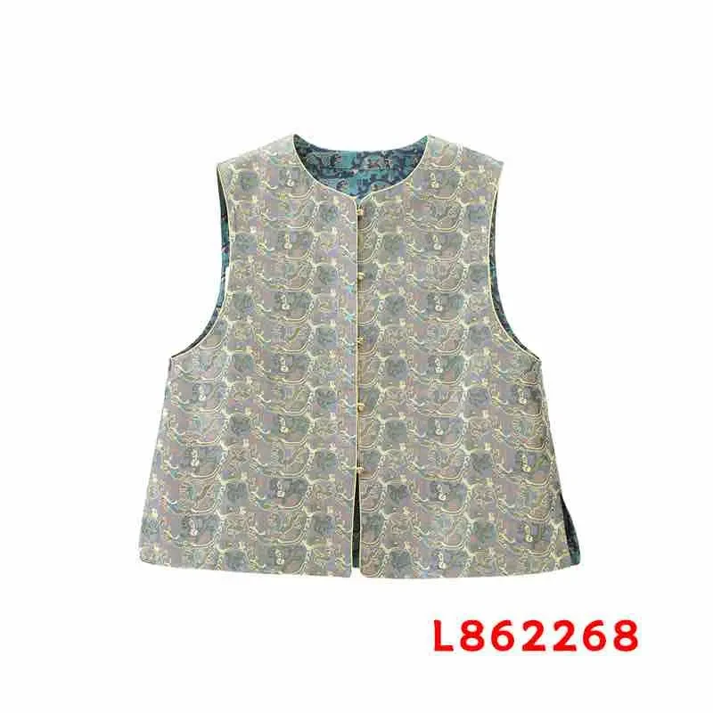 慧   新中式风 862268 香云纱 登高望远 蜀锦 马甲 蓝色