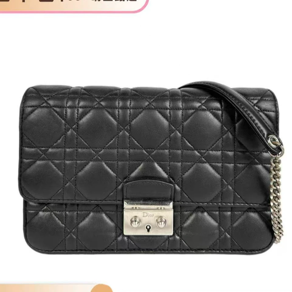 95新 DIOR/迪奥 miss 黑银 羊皮 链条包【静文】BGH401650033
