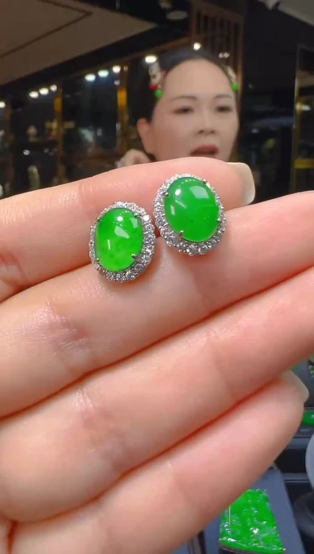 银S925镶嵌翡翠耳饰059（多样性发其一）