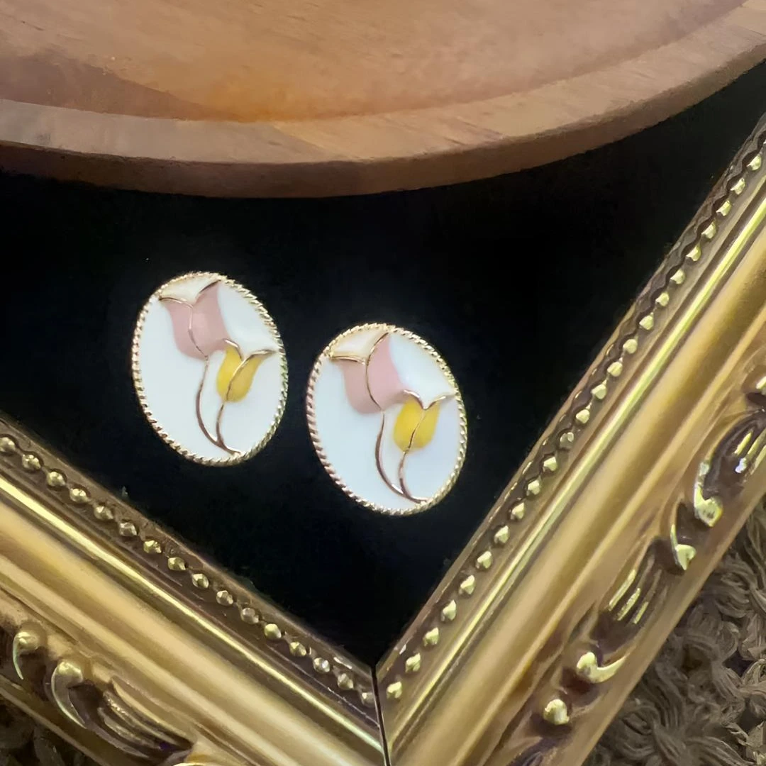 铜合金锆石耳饰 耳钉小香风芭蕾风气质失序混搭734