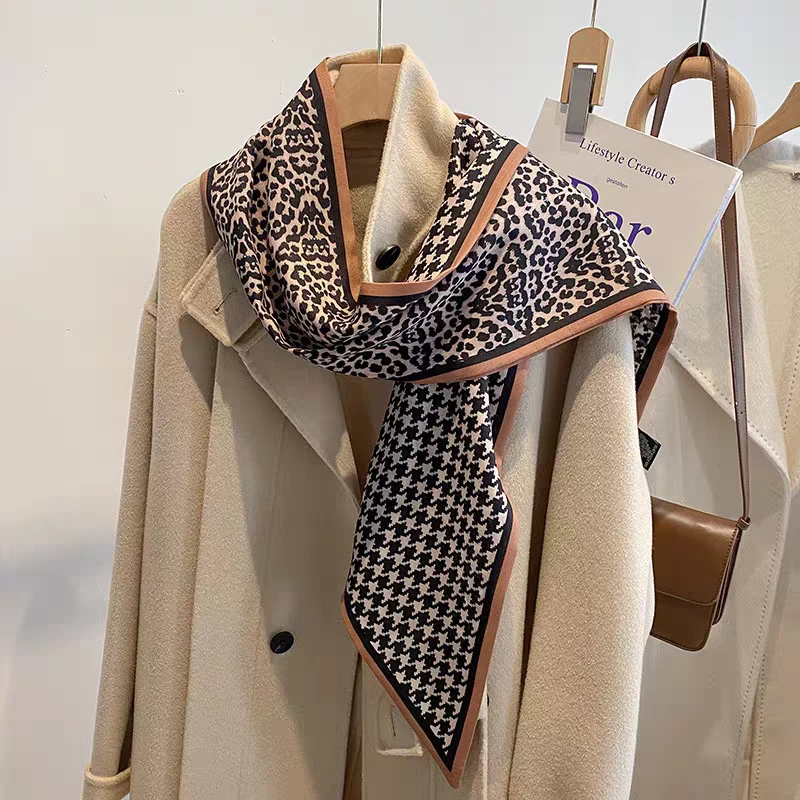 N443【豹纹千鸟格】160*20秋冬季保暖高级丝毛围巾