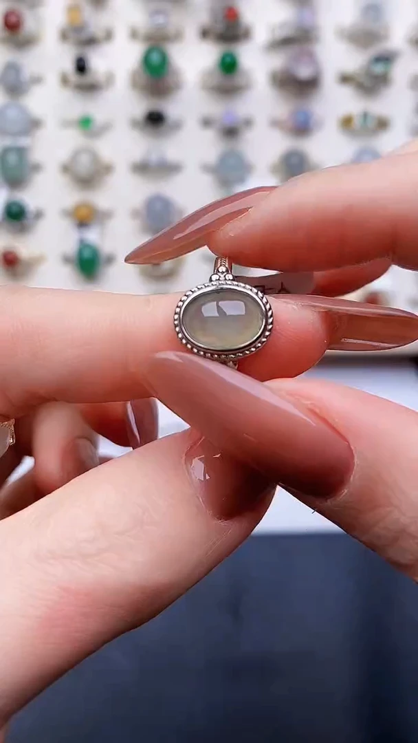 银S925镶嵌戒指翡翠...