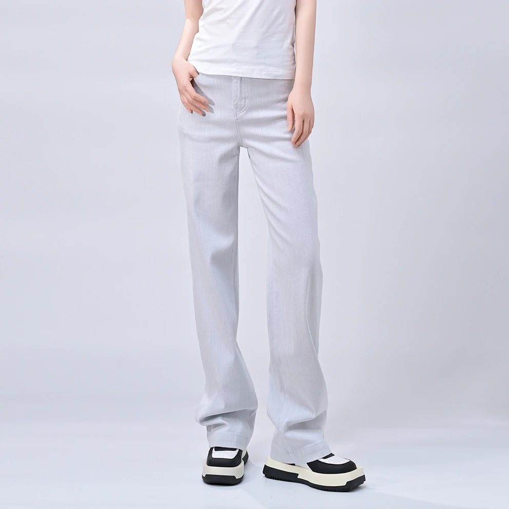 LUNAR NOSTALGIA25新款四面弹高腰窄版阔腿显瘦遮胯阔腿牛仔裤女