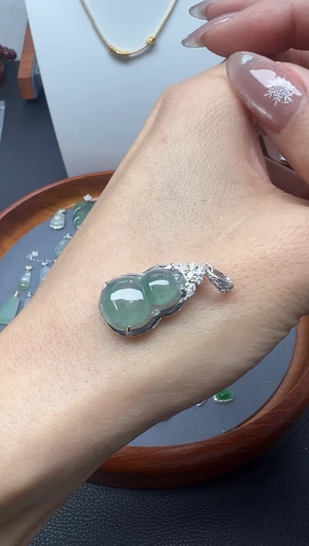 颈饰银S925镶嵌翡翠（4号）纯天然A货缅甸翡翠