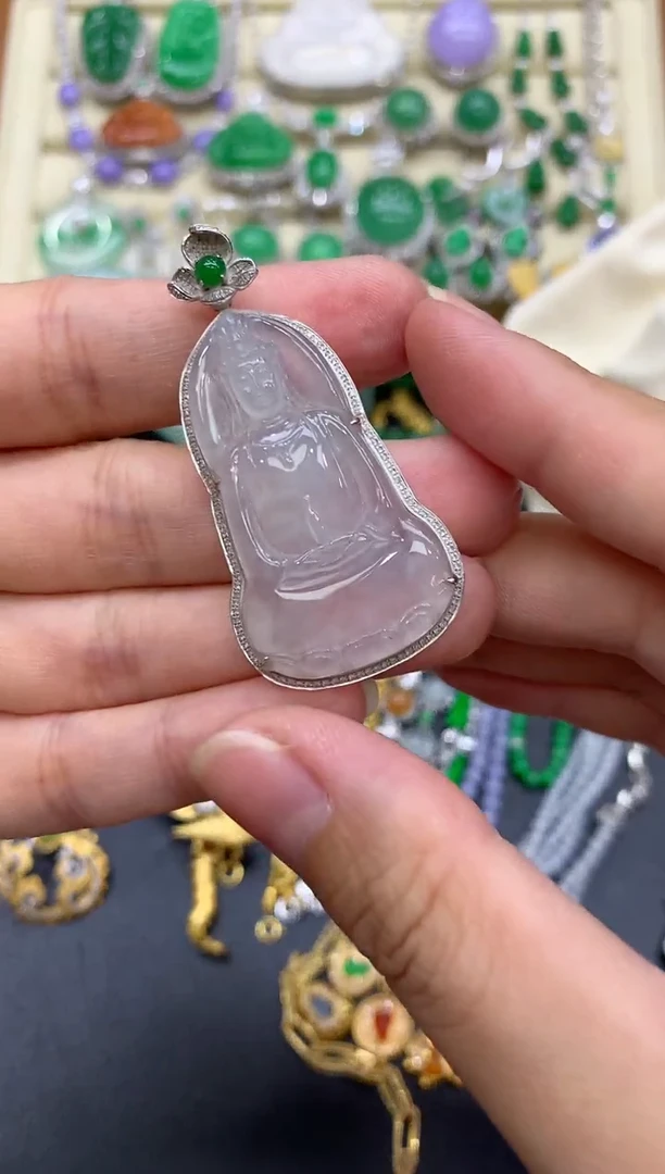 翡翠18K金镶嵌颈饰350-中国好珍宝