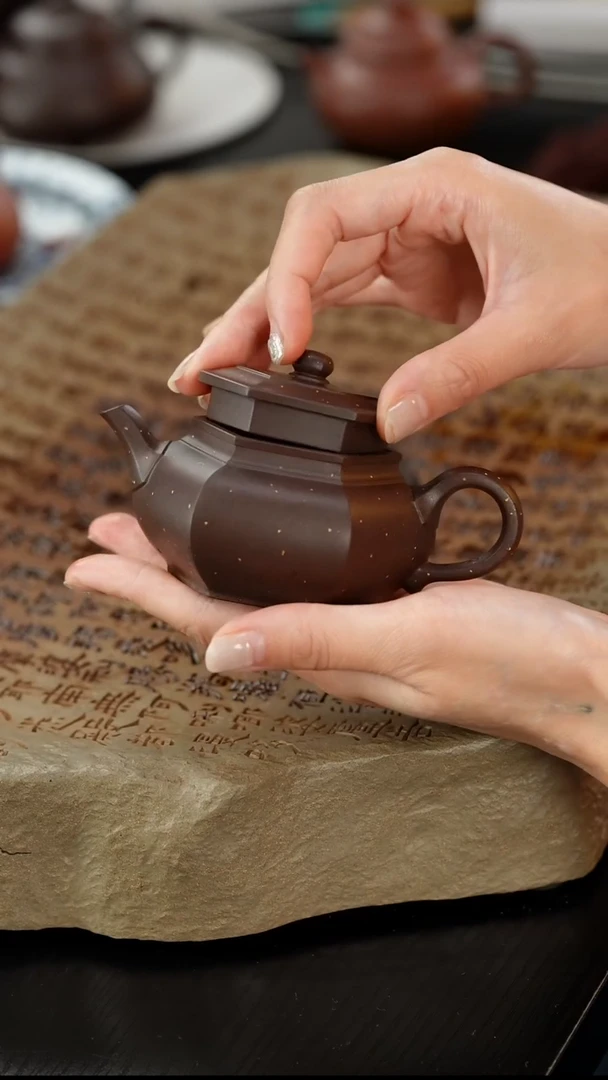 茶壶紫砂悟*老紫泥铺砂大彬六方130cc