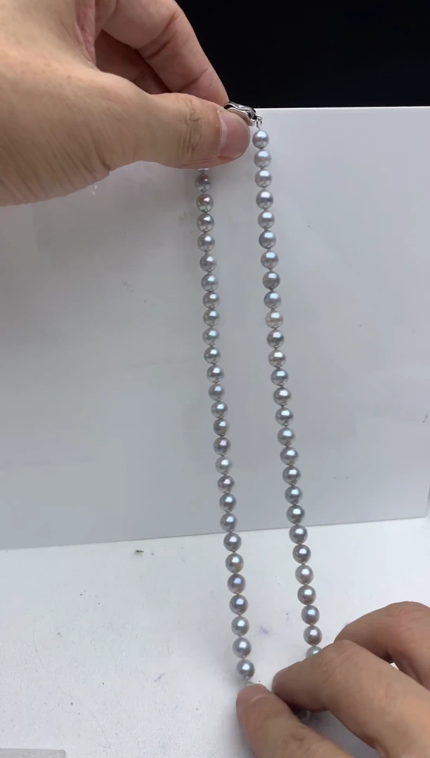 未镶嵌FF海水珍珠akoya灰珠串链6~7mm