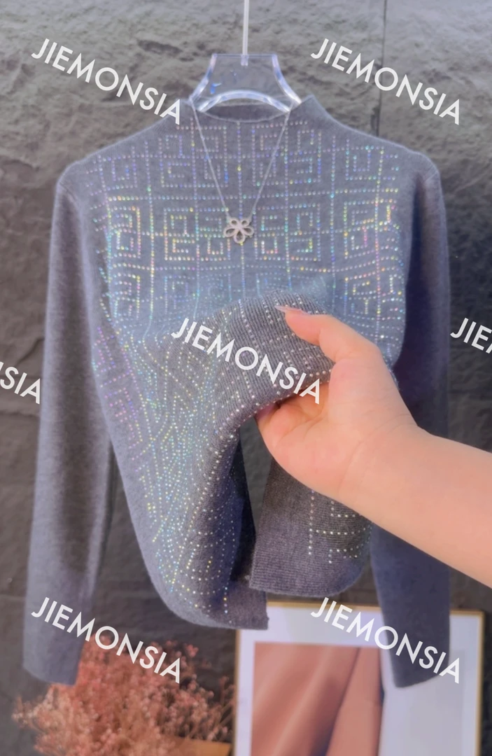 JIEMONSIA高奢羊毛衫半高领打底衫【黑奢纪纹】女款爆款2025新款