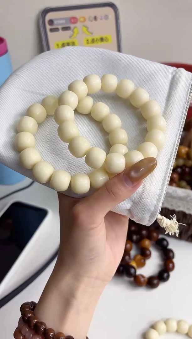 手串菩提根/象牙果沐t50糯米糍干磨桶珠13*15mm手串（现穿）