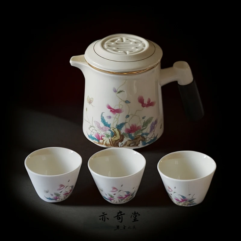 简约便携旅行茶具羊脂玉白瓷快客杯一壶三杯小套装大容量国潮陶瓷