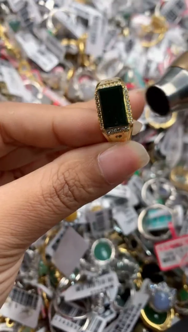 银S925镶嵌戒指翡翠666----4