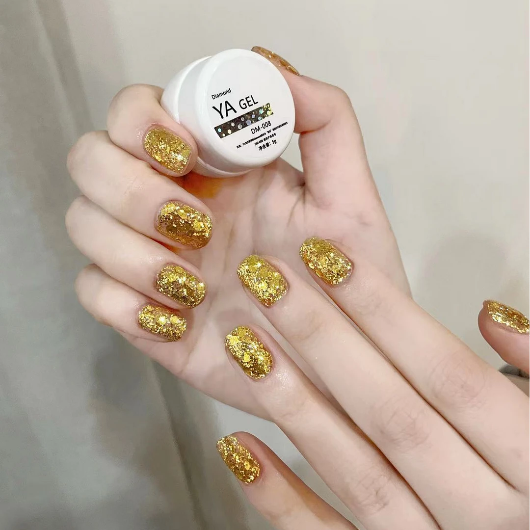 YA gel DM-008 金色闪粉甲油胶 罐装 显白 秋冬