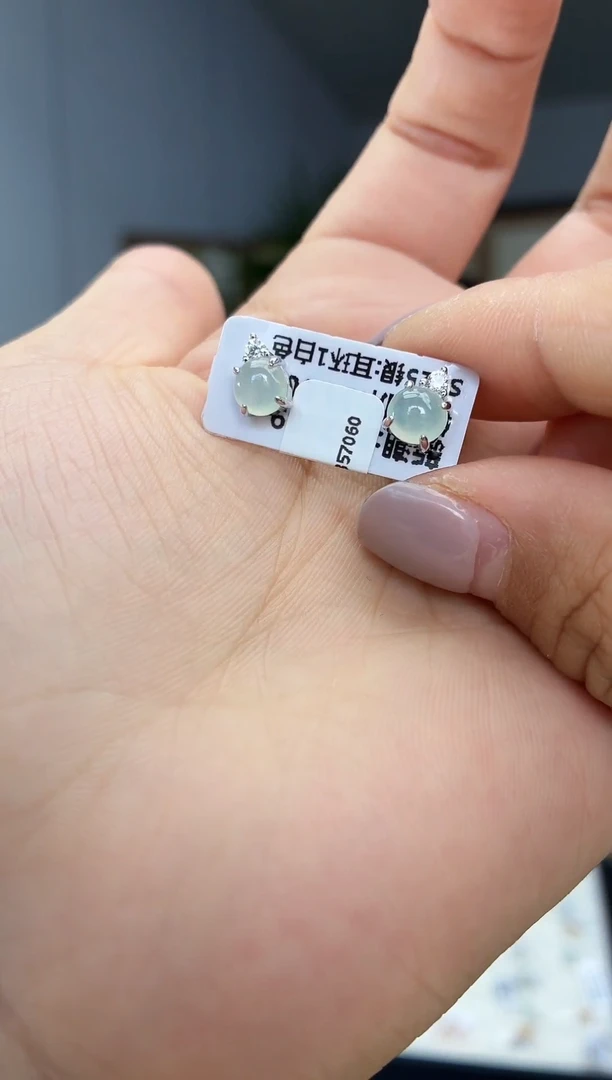 银S925镶嵌翡翠耳饰111111