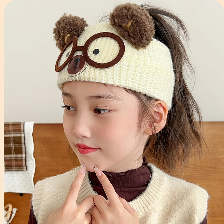 秋冬儿童针织保暖发带新款儿童高马尾运动护耳保暖束发巾头饰发带