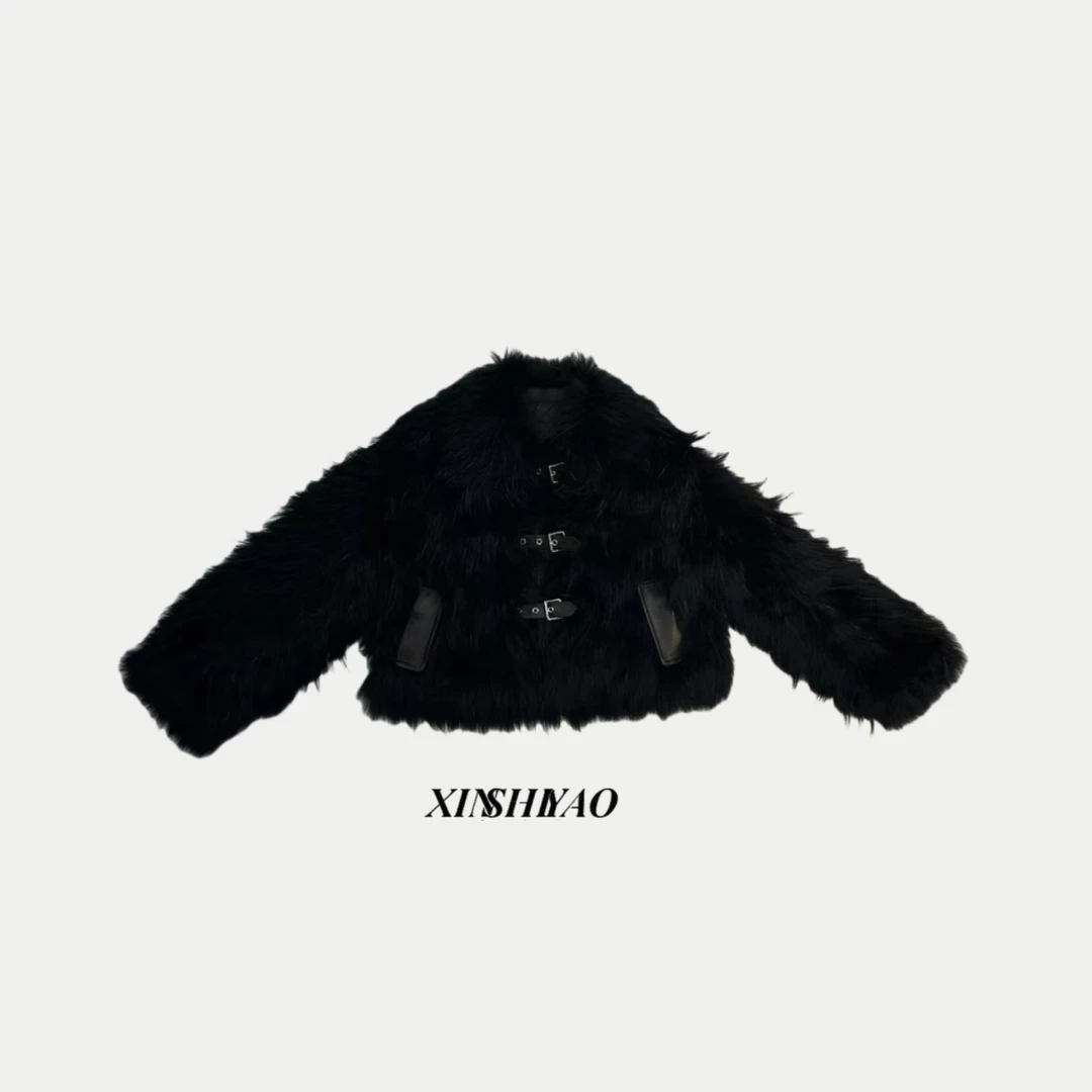 【XSY】设计师品牌皮扣皮毛一体羽绒服