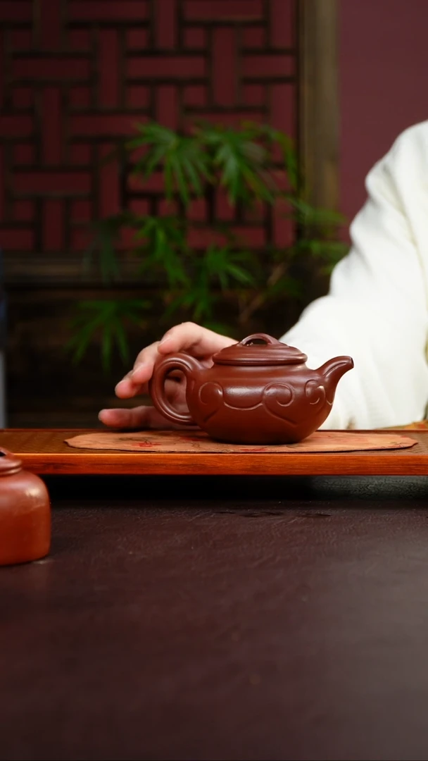 茶壶紫砂紫朱泥仿古如意