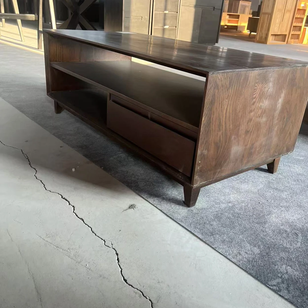 【BZ】胡桃色双抽实木现代简约客厅茶几家用茶几1200*450*570