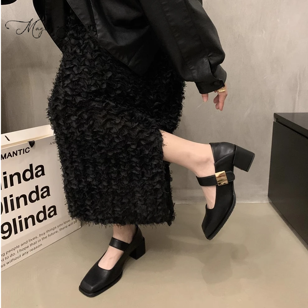 【万达撤柜】法式复古玛丽珍鞋高跟鞋英伦小皮鞋秋冬小众韩版单鞋女