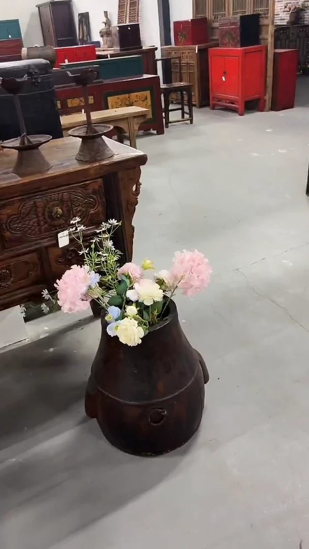 木柠*树实木材质米桶可收纳插花老物件