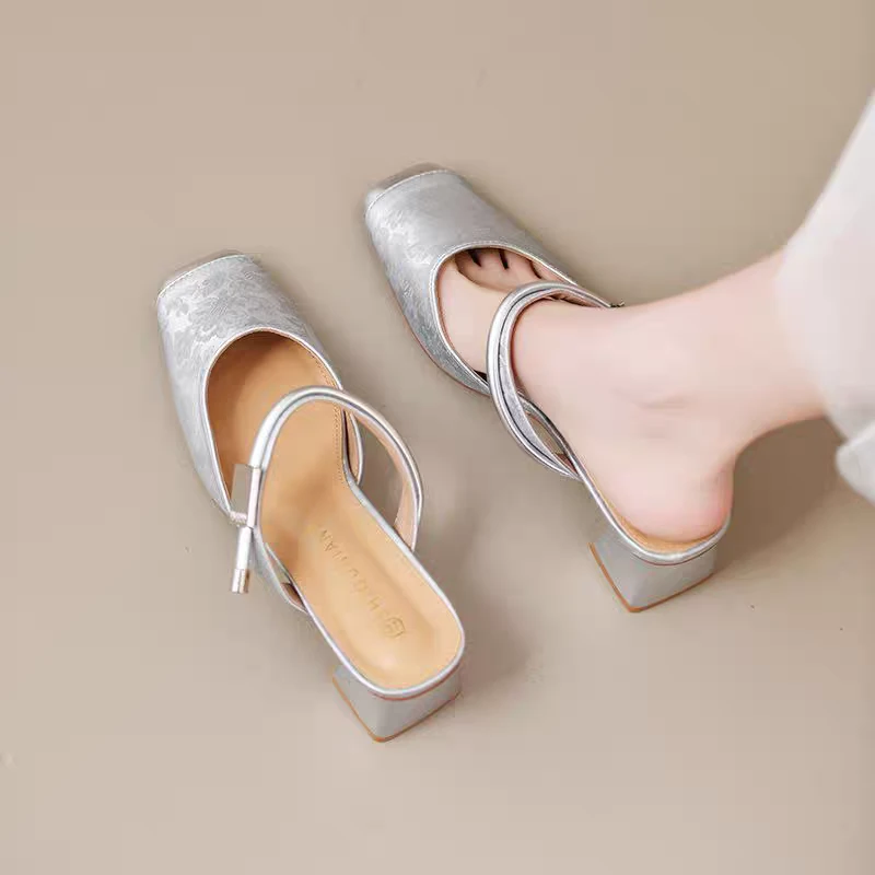 今年气质法式晚风包头凉鞋女夏季百搭2025新款配裙子温柔高跟单鞋