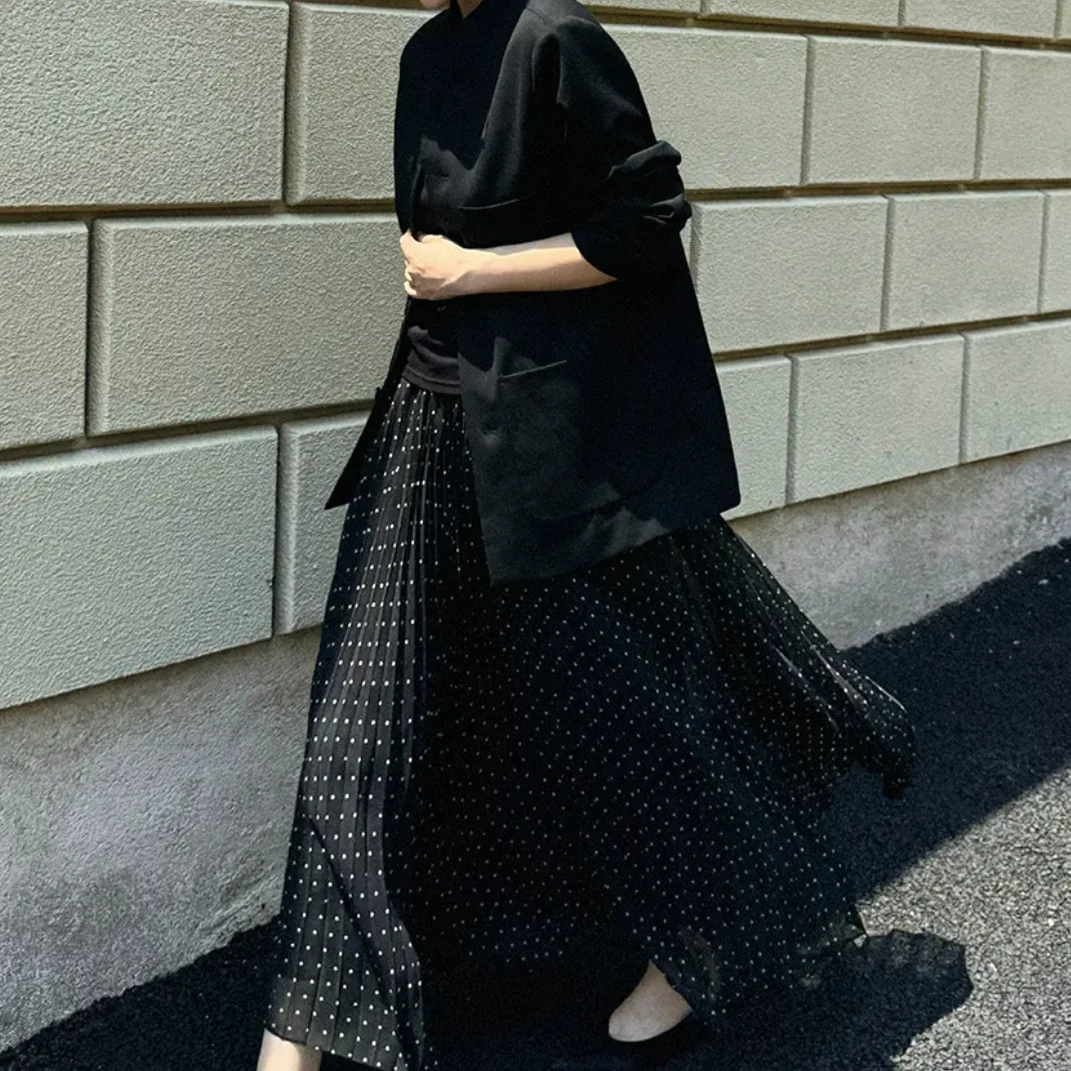 【LUMEN 新品】“波褶吟风”百搭垂感褶皱波点A字半身裙优雅波点A字裙