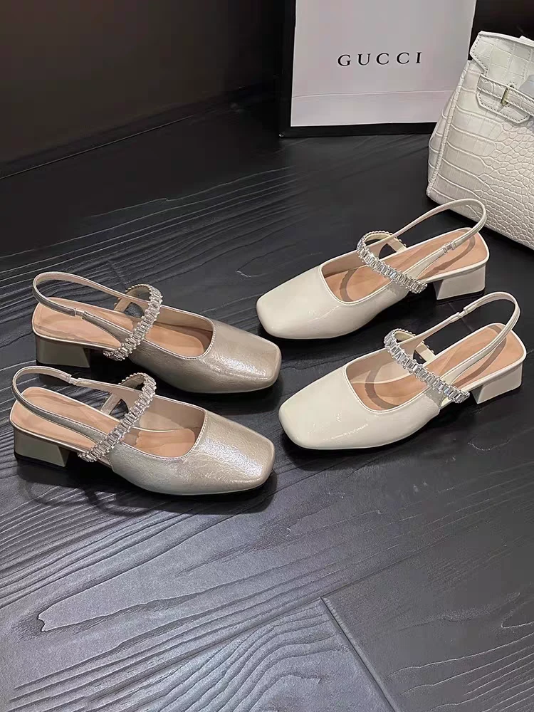 新款包头水钻玛丽珍鞋单鞋