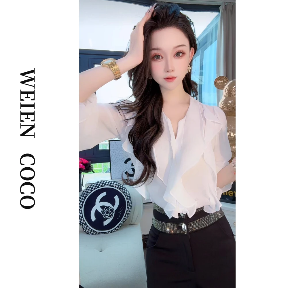 【薇恩COCO】时尚透气镂空衬衫时尚百搭气质女款上衣衬衣S4183