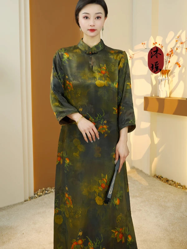 【一夕千念】2025新款重磅气质春季优雅新中式日常中长款连衣裙