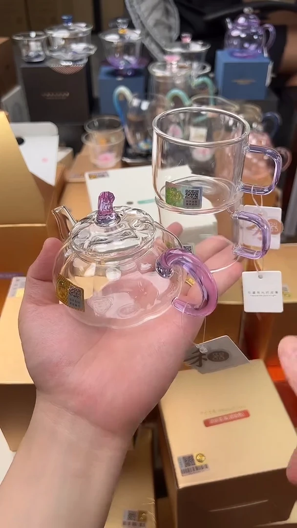 @@禾器晶彩福蔓壶浅紫色+清禾杯浅紫色2只