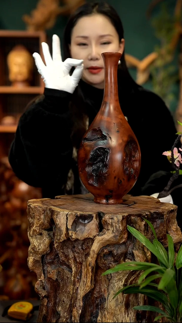 木雷击枣木富贵瓶