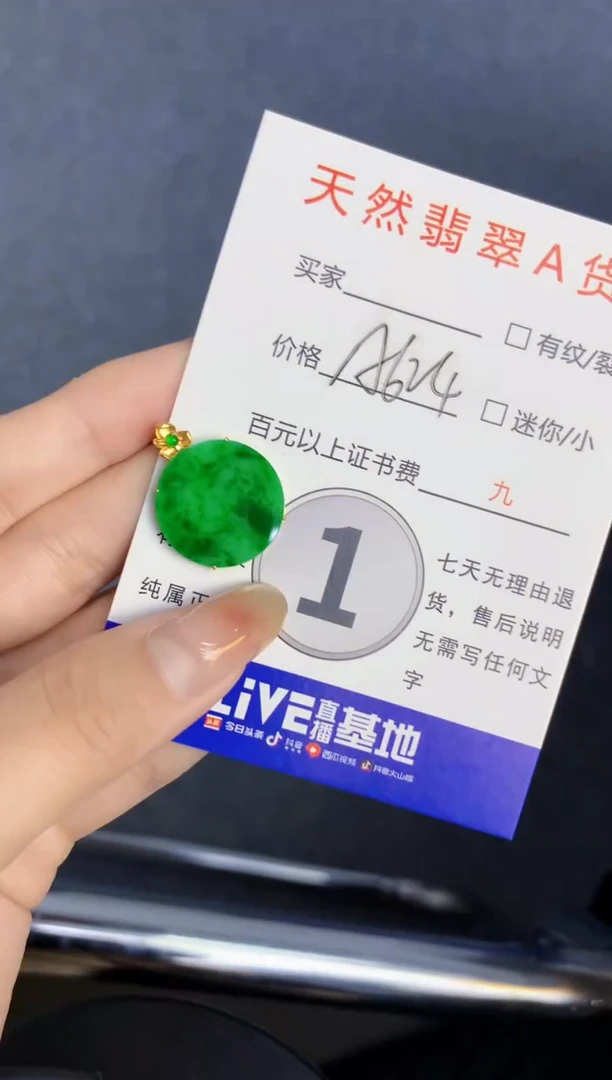 颈饰18K金镶嵌翡翠天然A货缅甸翡翠百元以上9元证书费自理