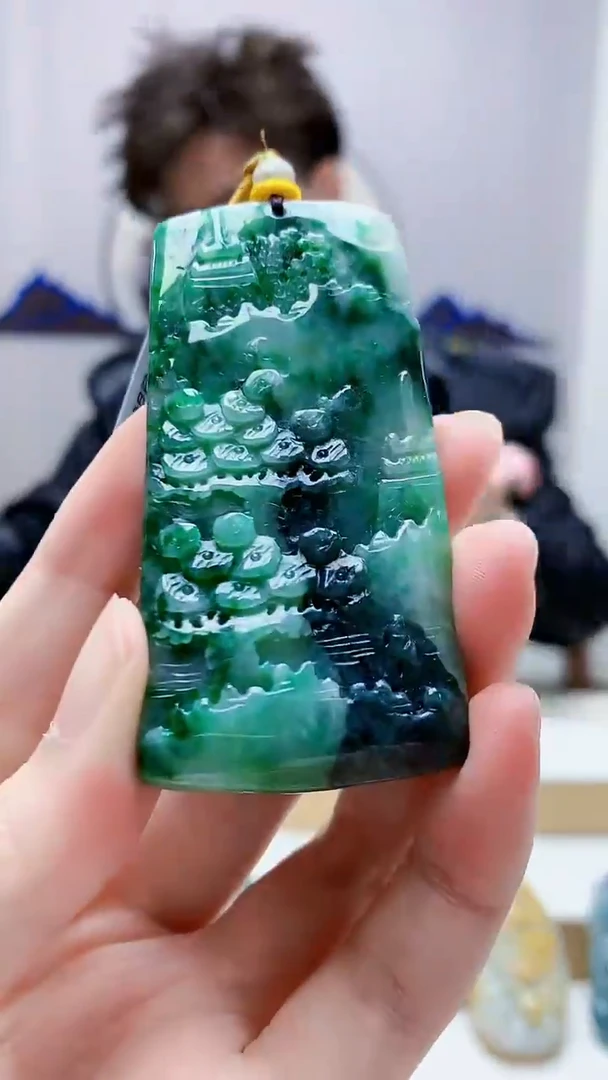 未镶嵌定制翡翠4688zm-毛货挂件41山水