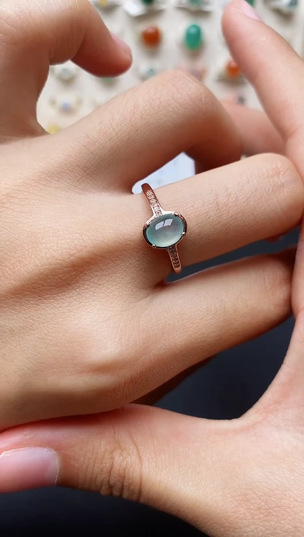 【闪购商品】翡翠戒指银S925镶嵌缅甸翡翠