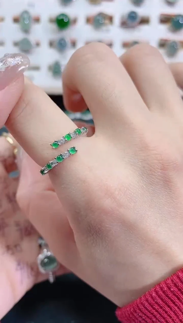 银S925镶嵌戒指翡翠天然翡翠