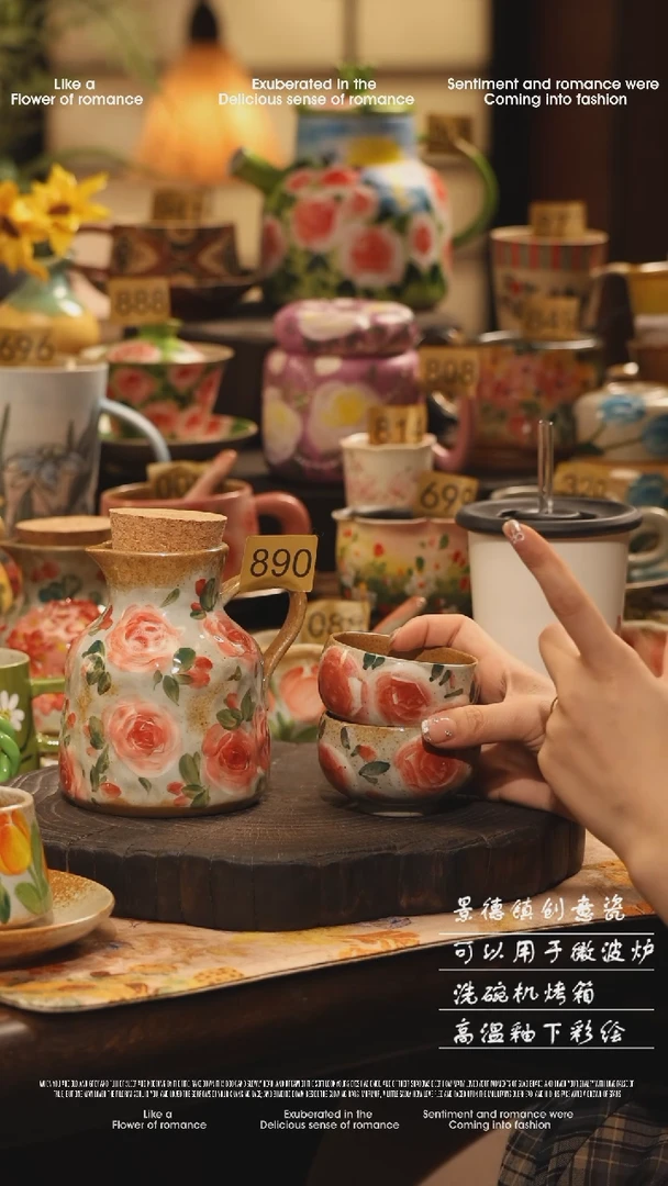 陶瓷890一套景德镇高温釉下彩绘设计师款式