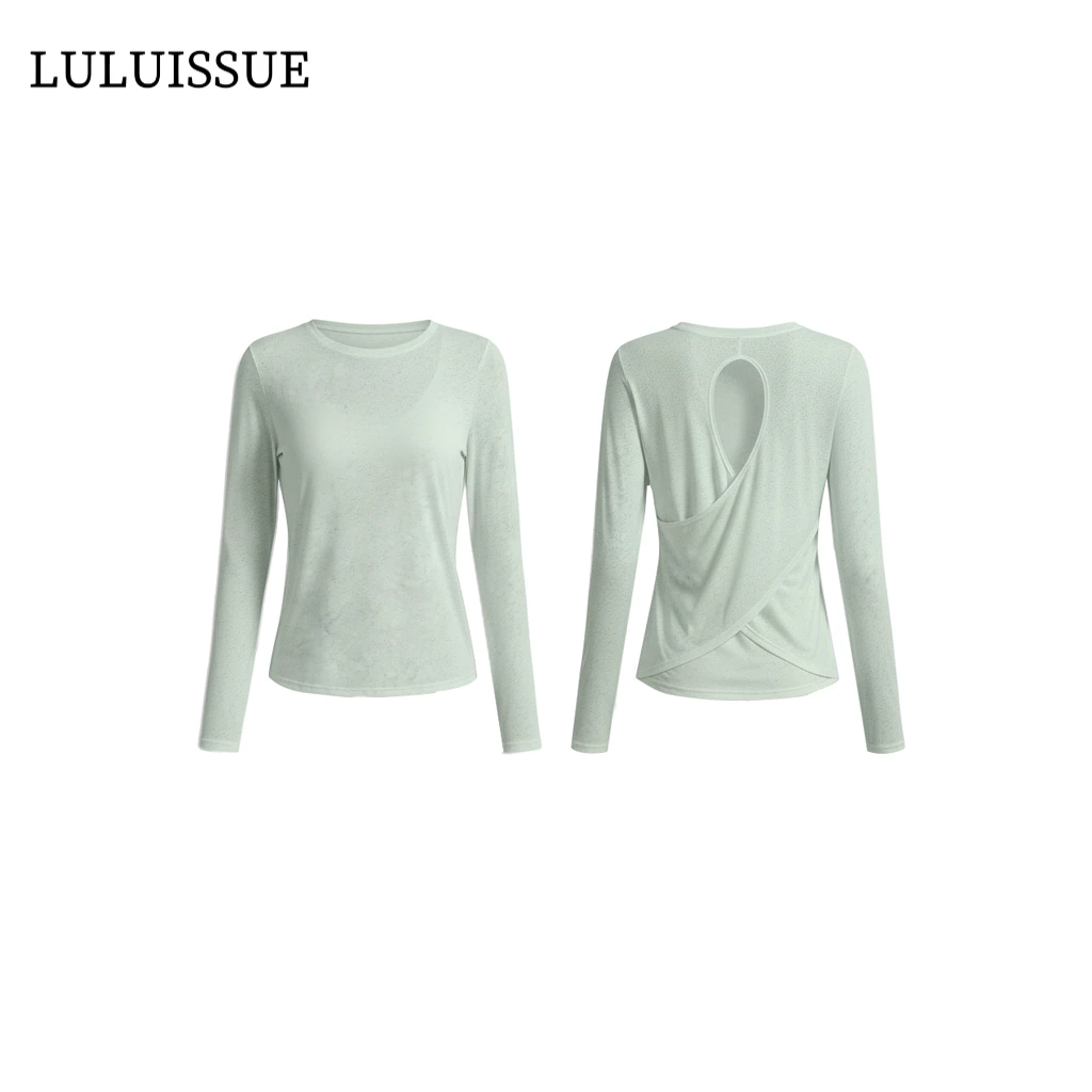 LULUISSUE瑜伽服长袖恤秋季女薄款透气宽松运动上衣跑步健身罩衫