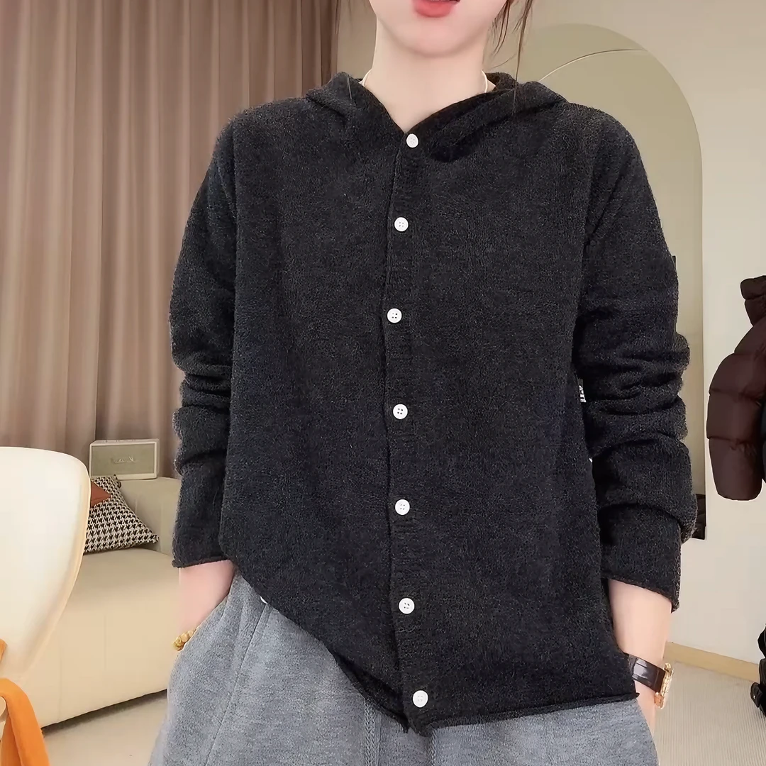 秋冬显瘦新款小众网红时尚百搭连帽宽松休闲针织毛衣女LK2508881