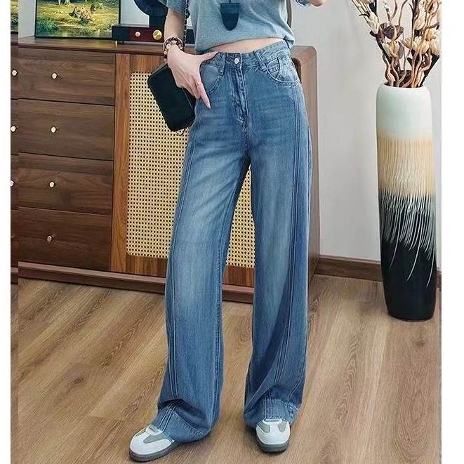 新款女士牛仔裤凉凉裤阔腿裤显瘦百搭