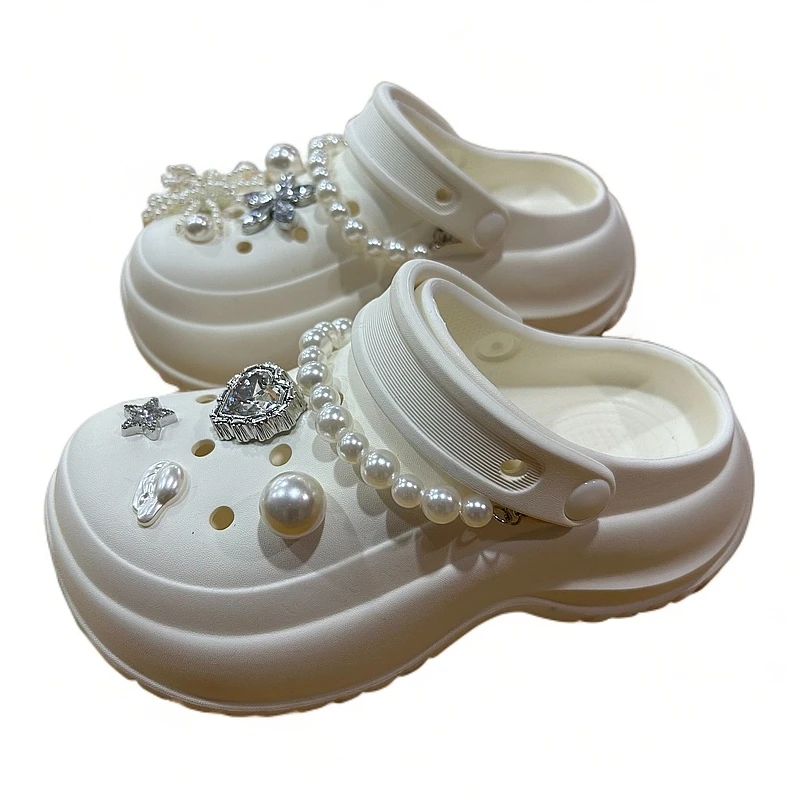 KFT脚王女凉鞋厚底增高洞洞鞋透气珍珠休闲2025夏新款KN260368