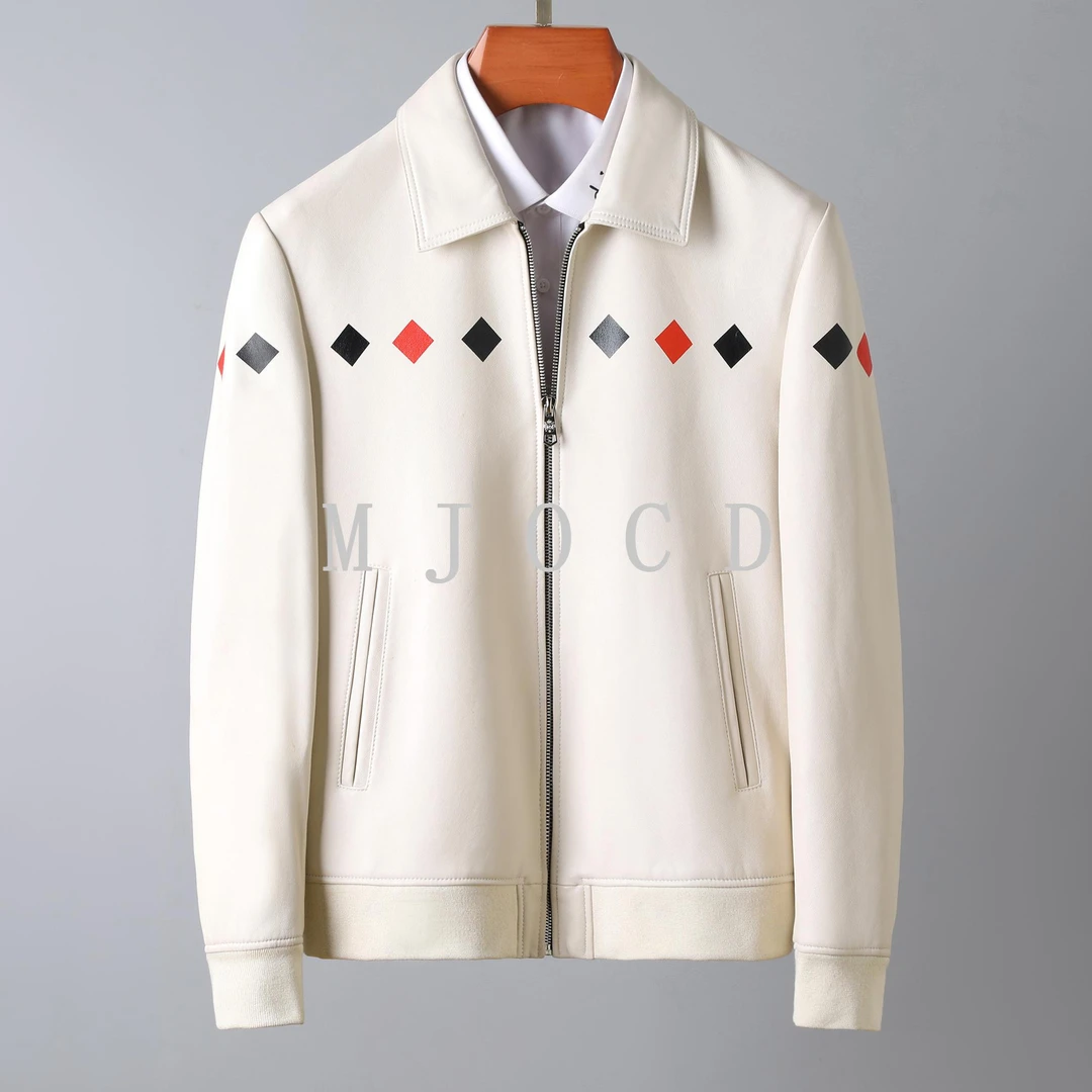 明星同款春秋男士潮流休闲印花皮衣夹克