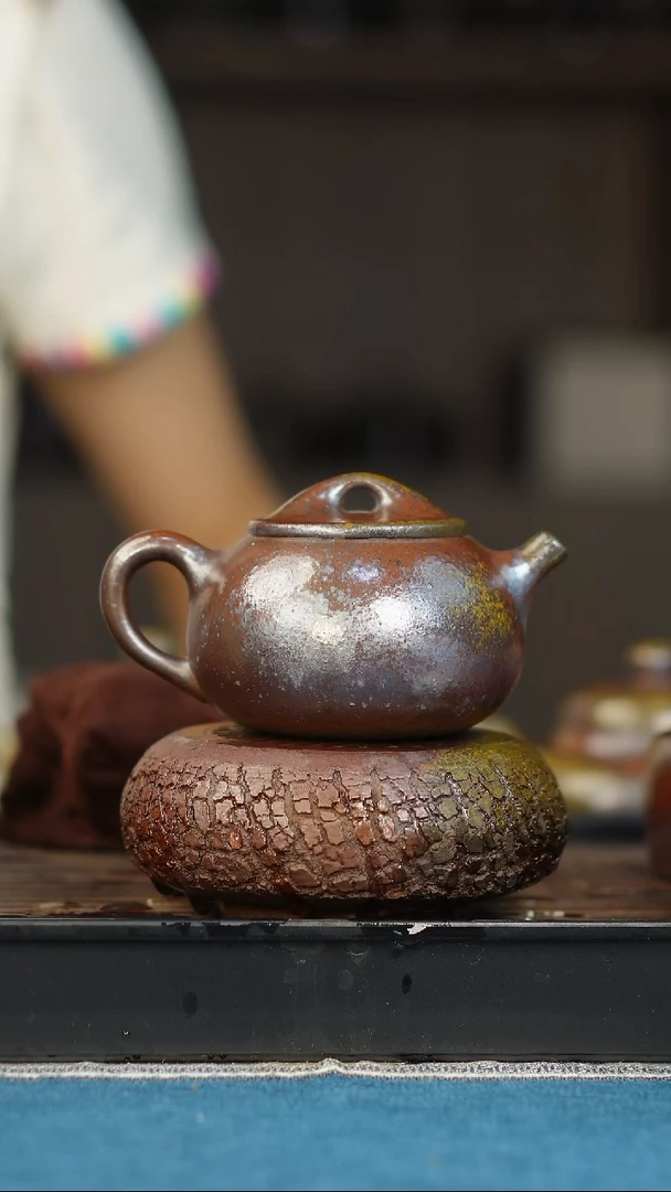 茶壶紫砂柴烧紫砂天青石瓢
