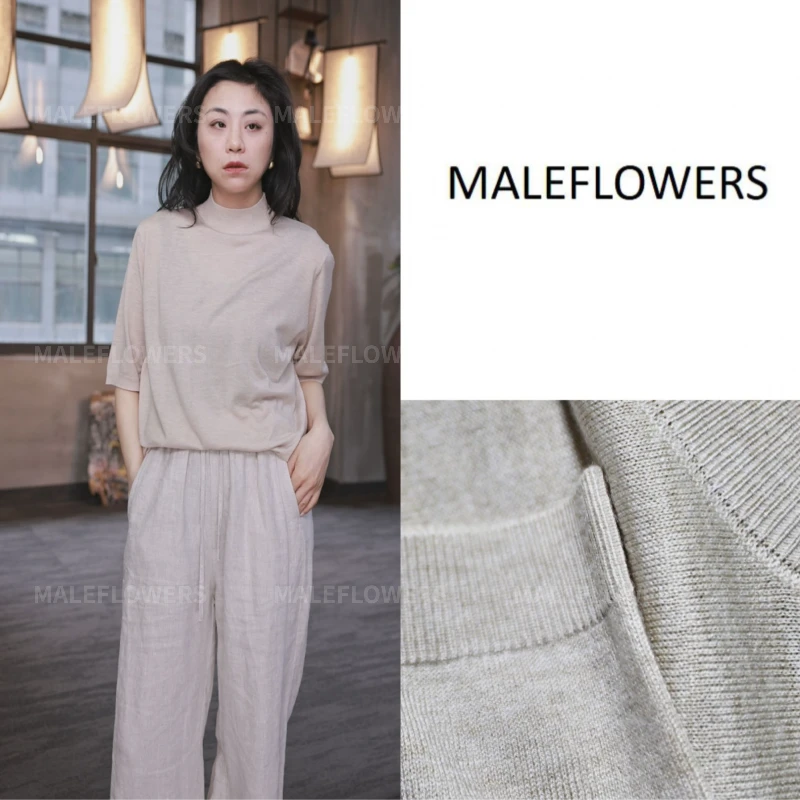 东倪原创超细软糯针织半袖气质打底半高领文艺知性85A6401