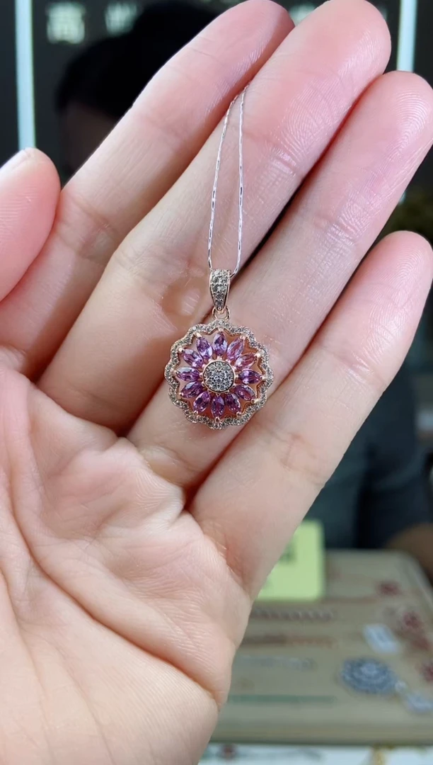 【闪购商品】蓝宝石颈饰银S925镶嵌颈饰