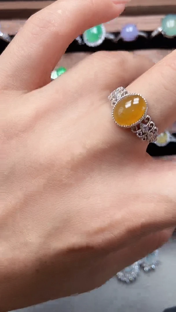 银S925镶嵌戒指翡翠4154