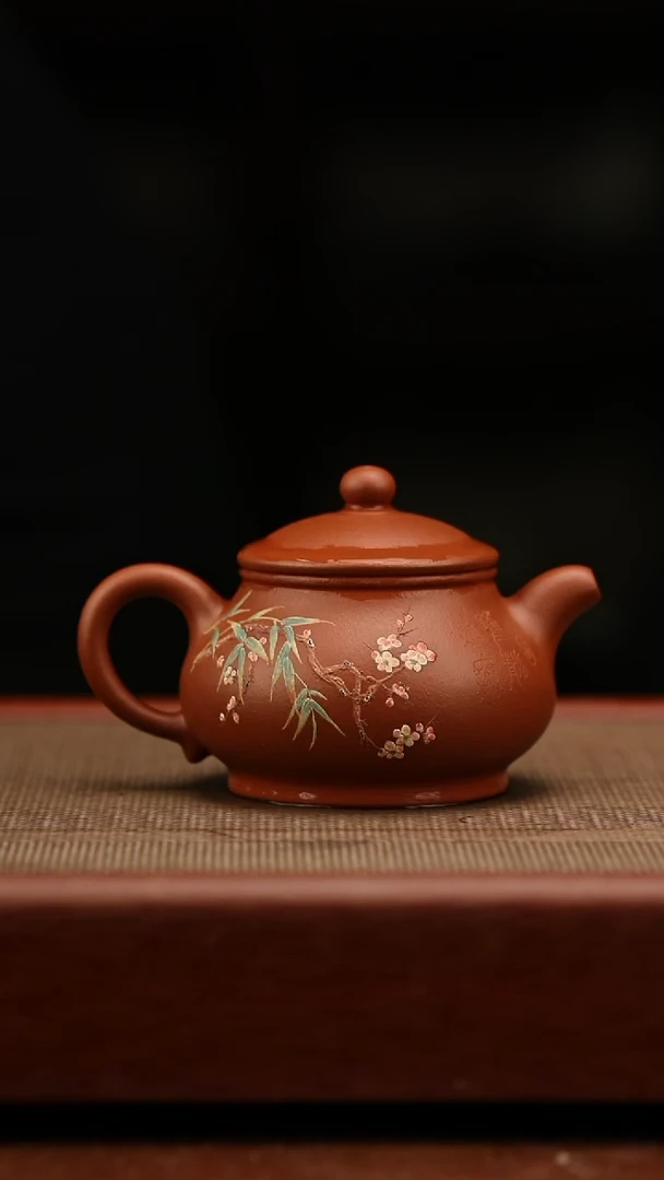 茶壶紫砂小红泥潘壶180毫升 梅花